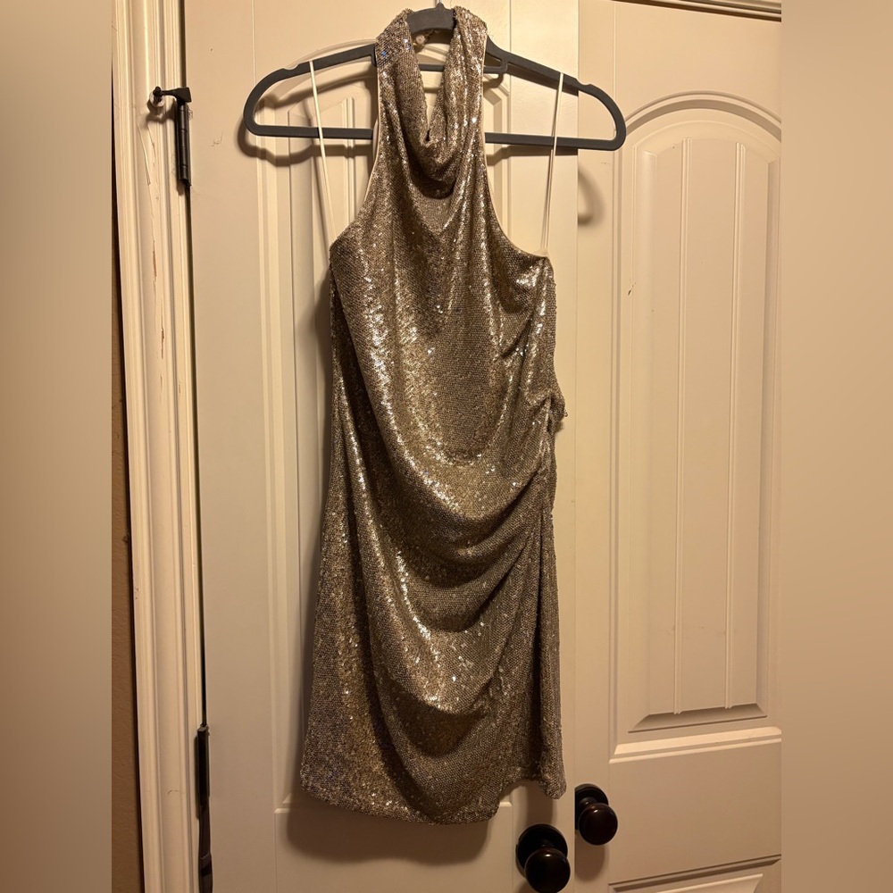 Halter Gold Sequin Dress